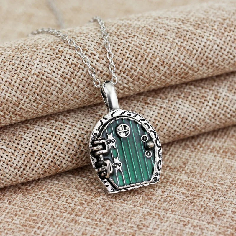 Hand painted Hobbit Door Locket Necklace