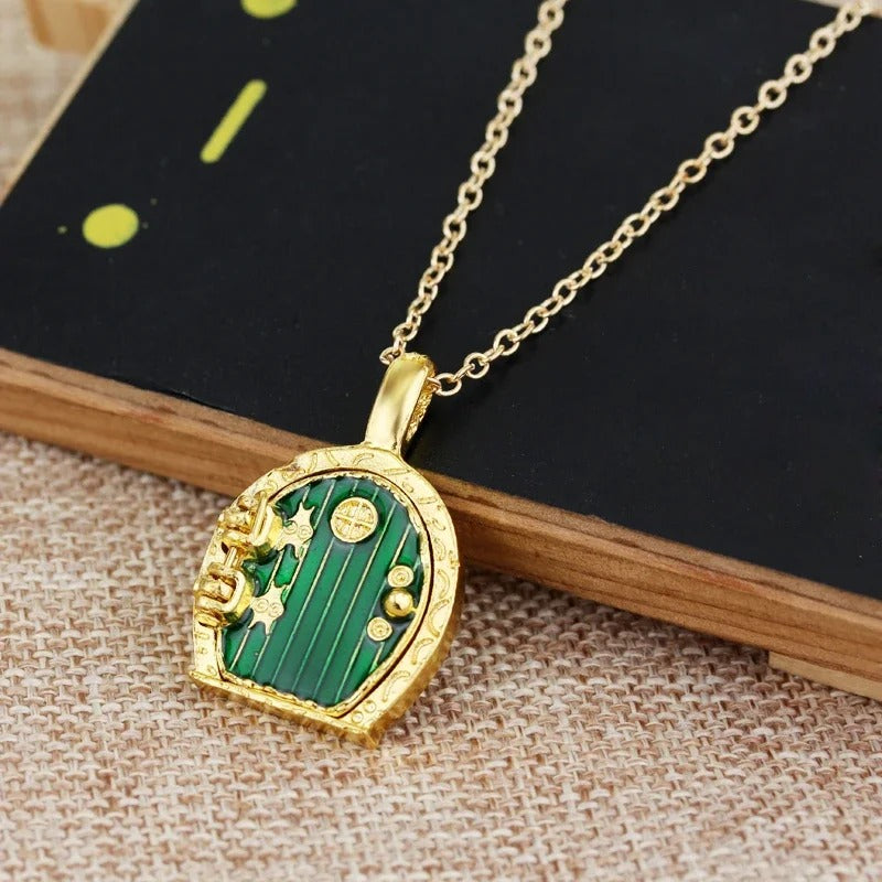 Hand painted Hobbit Door Locket Necklace