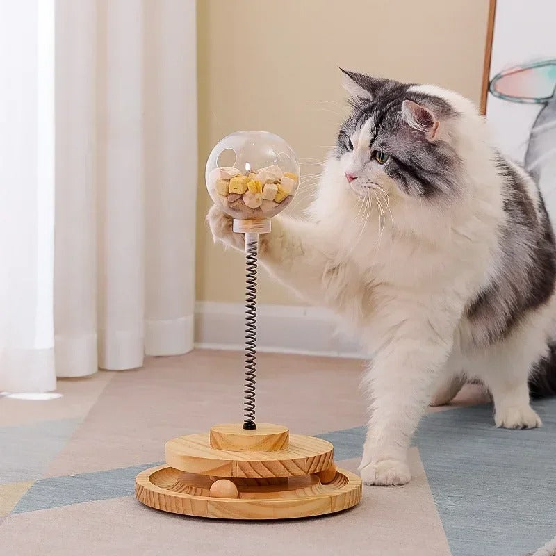 Solid Wood Spring Turntable Cat Toy
