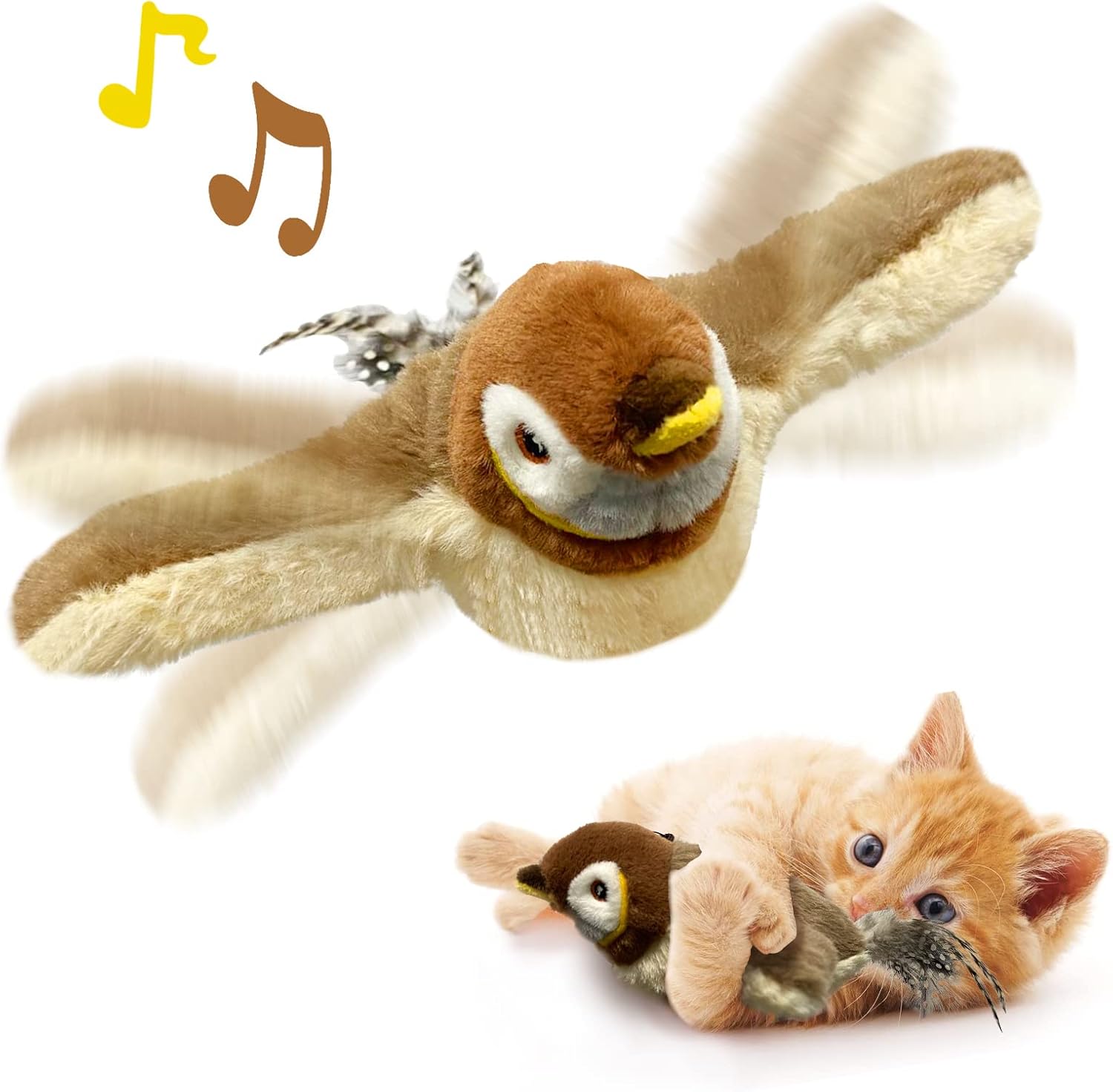 Interactive Cat Toys Rechargeable Electric Chirping Flapping Wings
