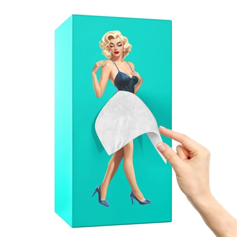 Anime Girl Tissue Dispenser with Elegant Fluffy Skirt Tissue Box