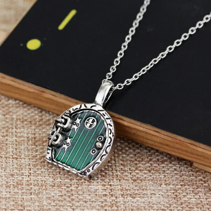 Hand painted Hobbit Door Locket Necklace