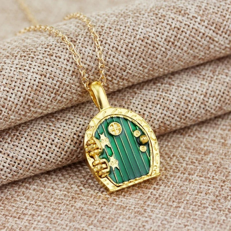 Hand painted Hobbit Door Locket Necklace