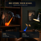 Dragon Bookshelf Nook Light, 3D Printed Dragon Sculpture with Spread Wings