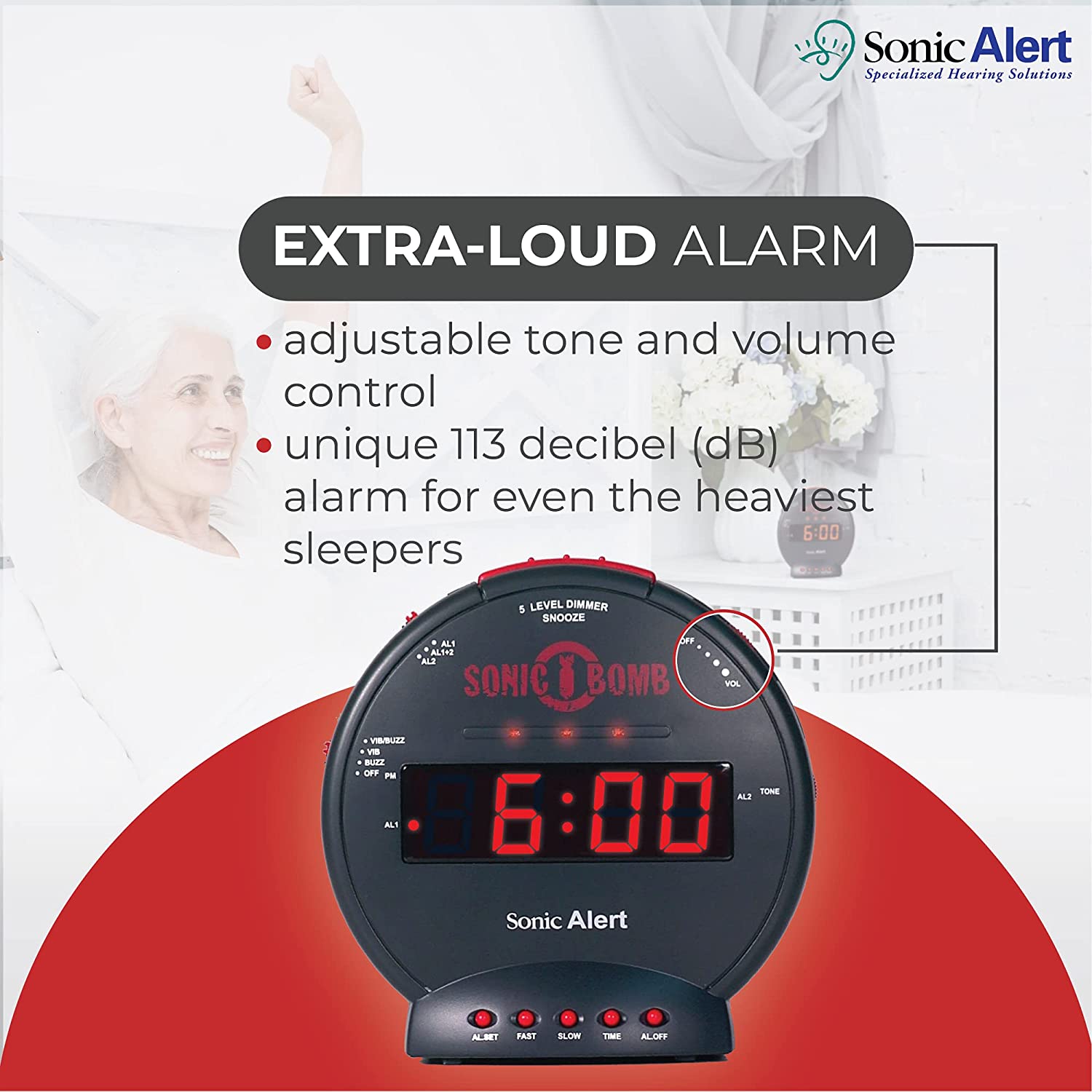 Sonic Alert Vibrating Alarm Clock Heavy Sleepers