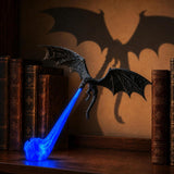 Dragon Bookshelf Nook Light, 3D Printed Dragon Sculpture with Spread Wings