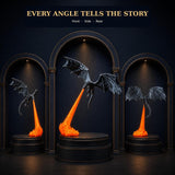 Dragon Bookshelf Nook Light, 3D Printed Dragon Sculpture with Spread Wings