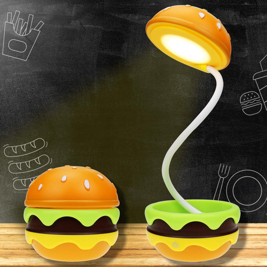 Hamburger Small Desk Lamps with Adjustable Neck Dimmable Touch Switch