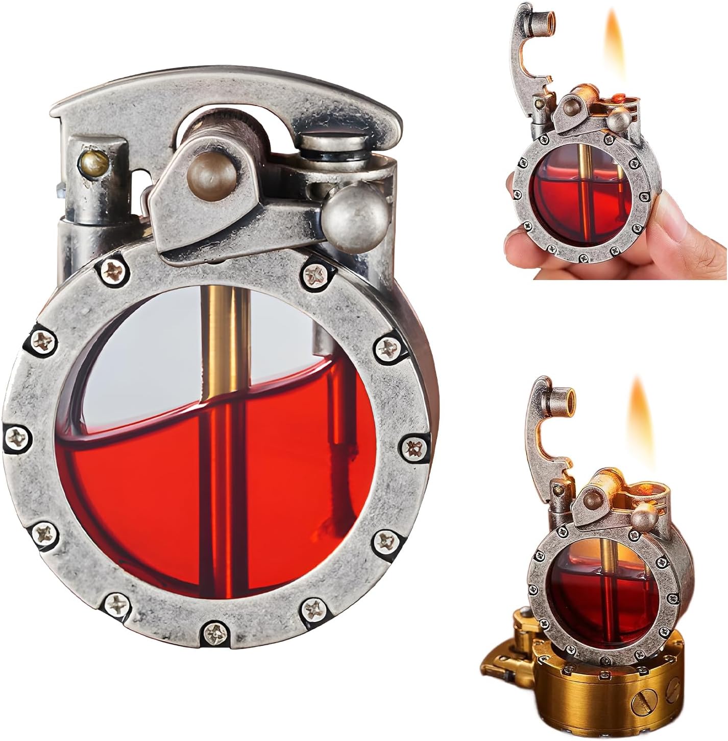 Retro Transparent Oil Tank Rocker Kerosene Lighter