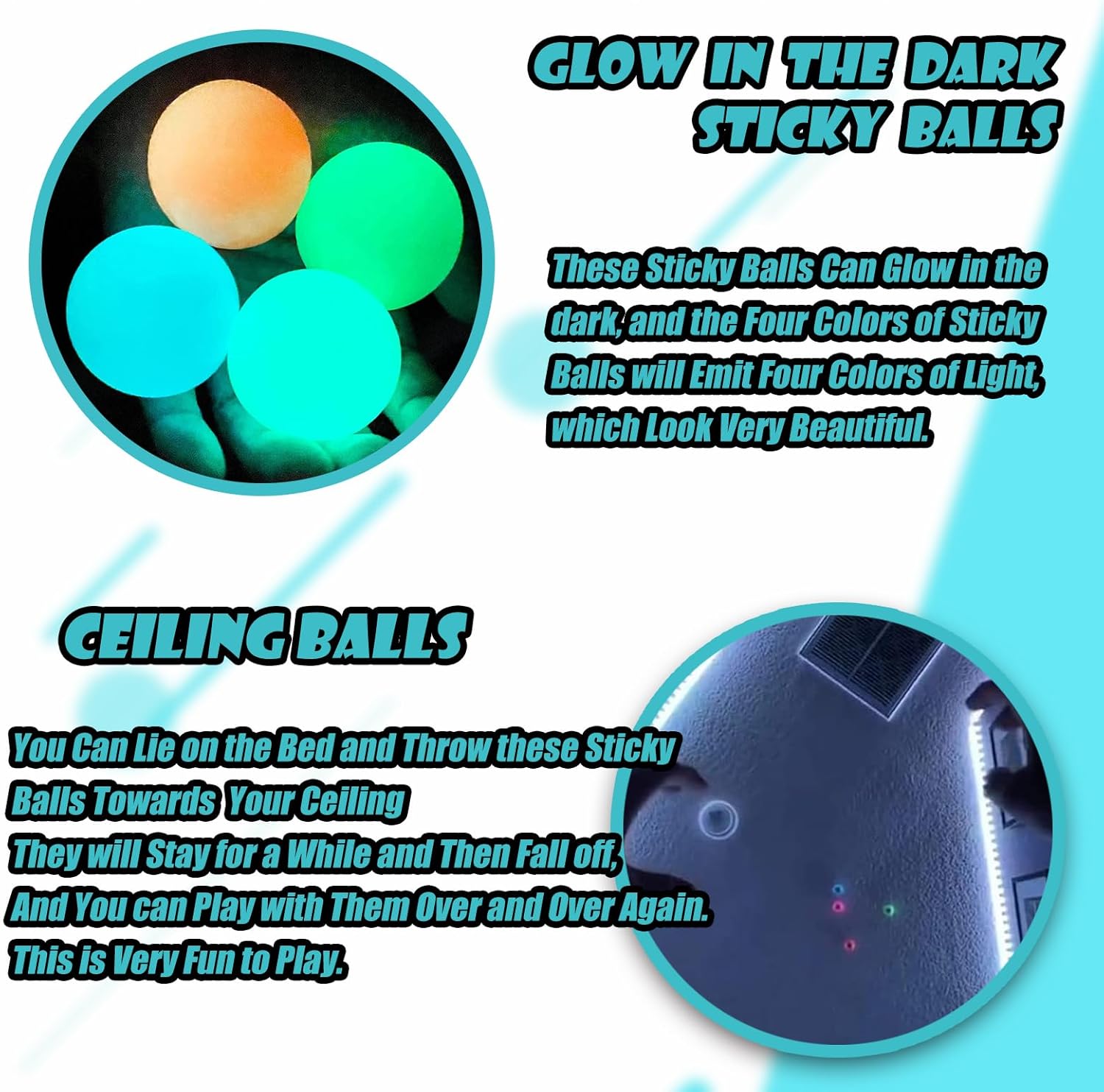Glow in The Dark Ceiling Balls Luminous Sticky