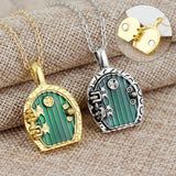 Hand painted Hobbit Door Locket Necklace