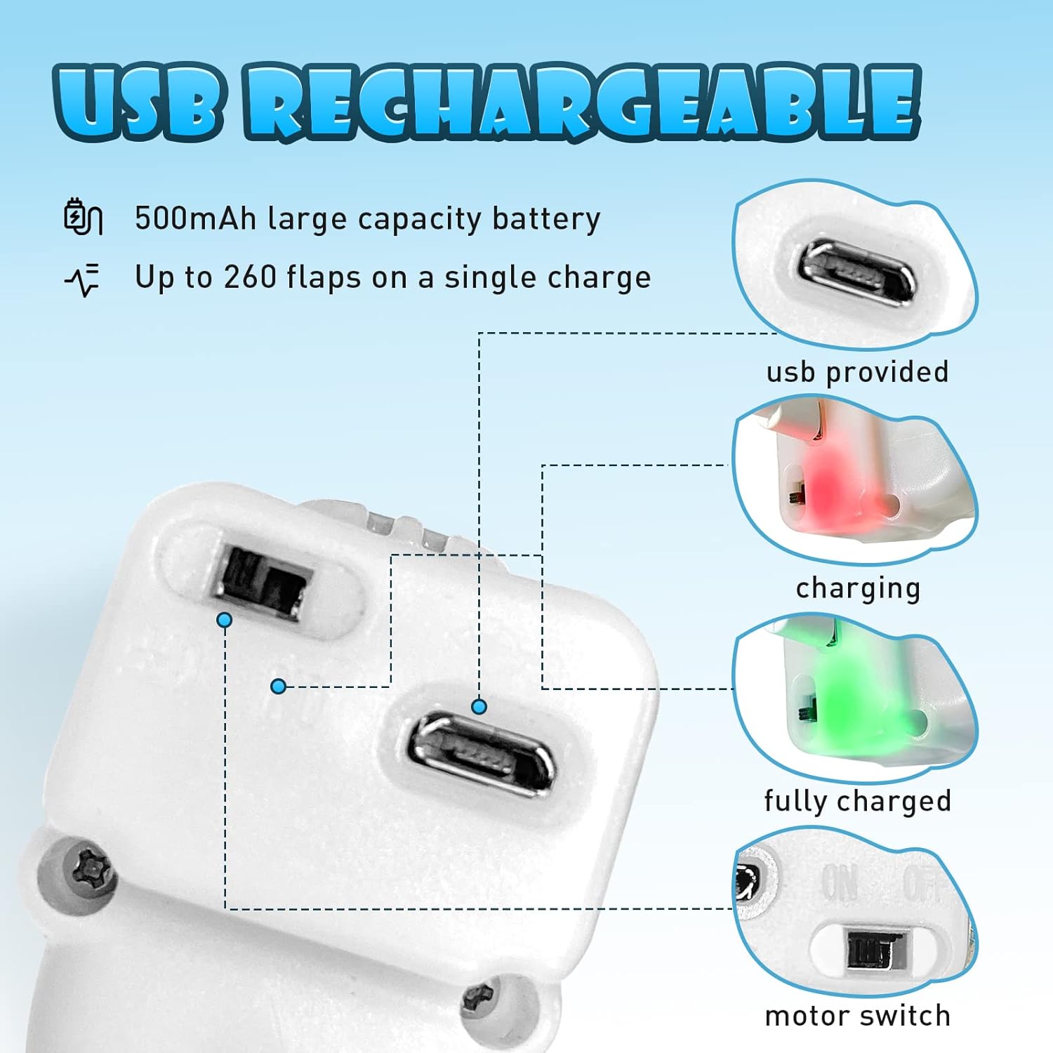 Interactive Cat Toys Rechargeable Electric Chirping Flapping Wings
