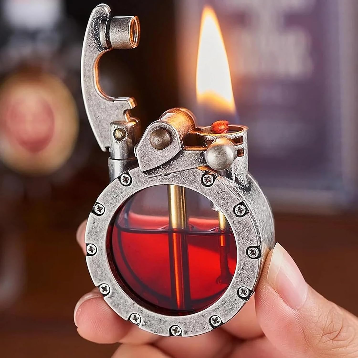 Retro Transparent Oil Tank Rocker Kerosene Lighter