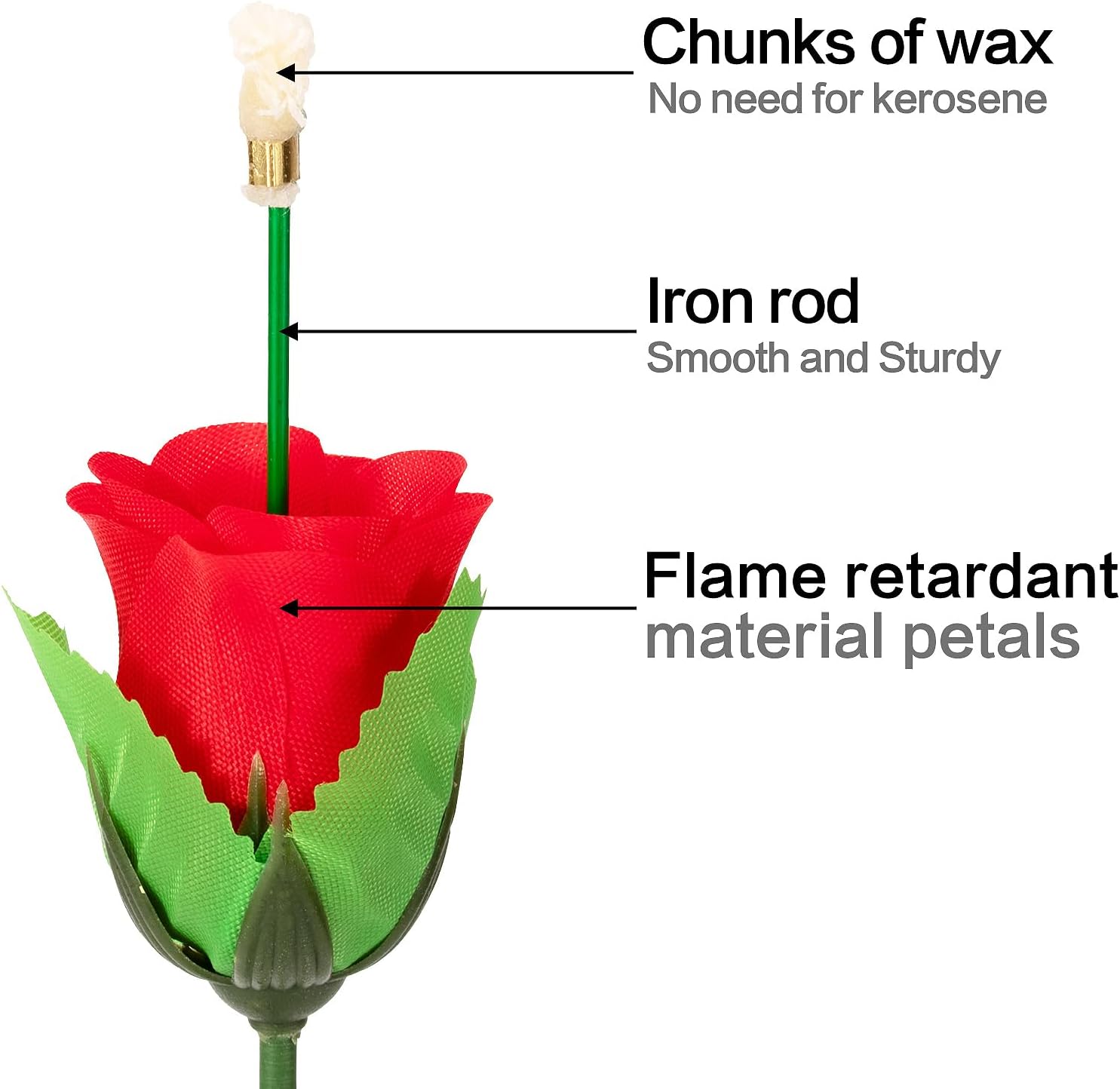 Pack of 6 Flame To Rose Appearing Magic Flower Torch