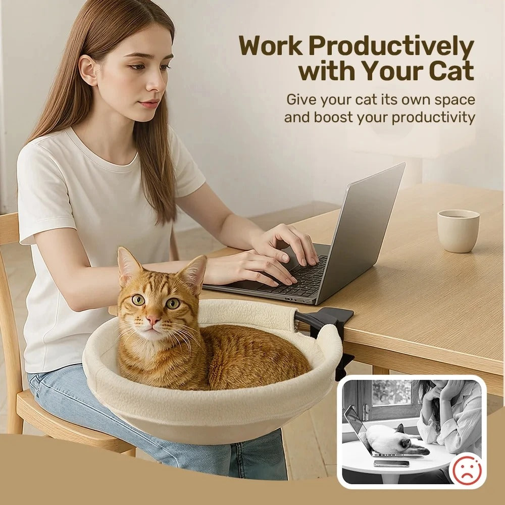 Large Cat Desk Bed Sturdy Rotating Cat Desk Perch Supports up to 50 lbs