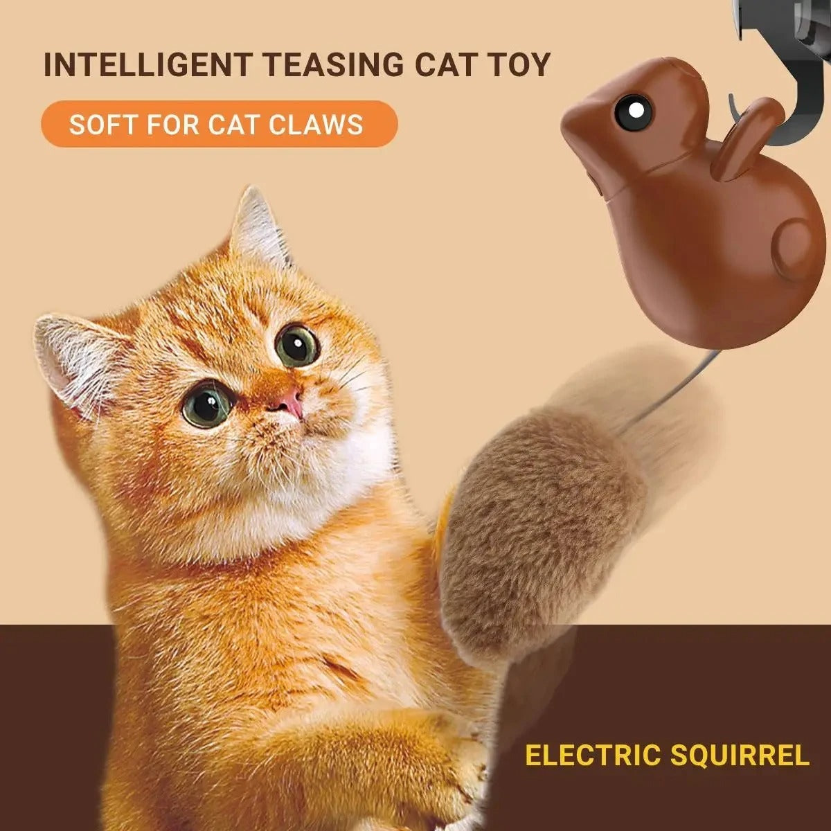 Electronic Squirrel Automatic Teasing Toy for Cat