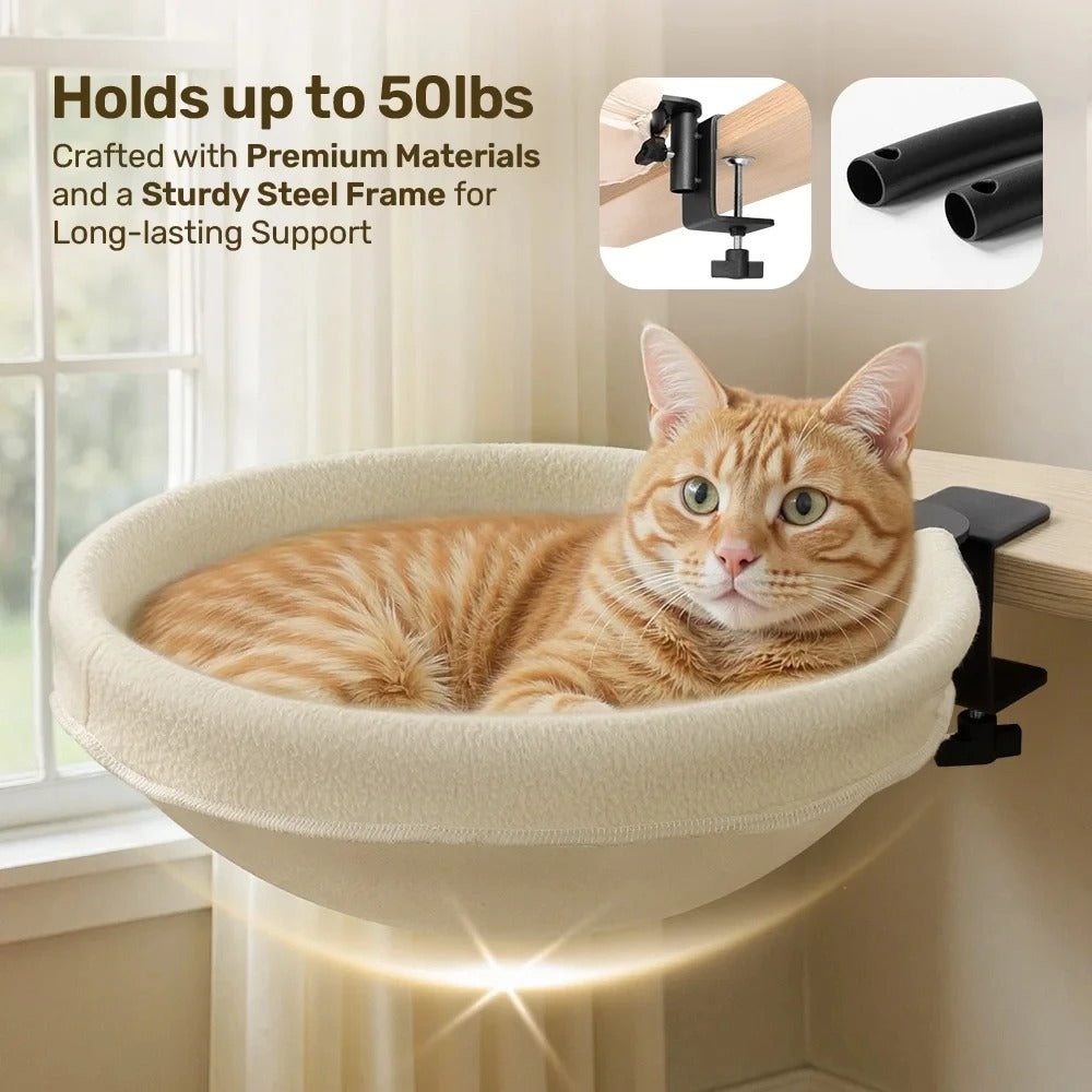 Large Cat Desk Bed Sturdy Rotating Cat Desk Perch Supports up to 50 lbs