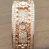 Punk Turn Gear Ring Luxury Rose Gold Silver