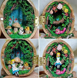 Handmade Walnut Shell Doll House--mini library, tiny World inside walnuts