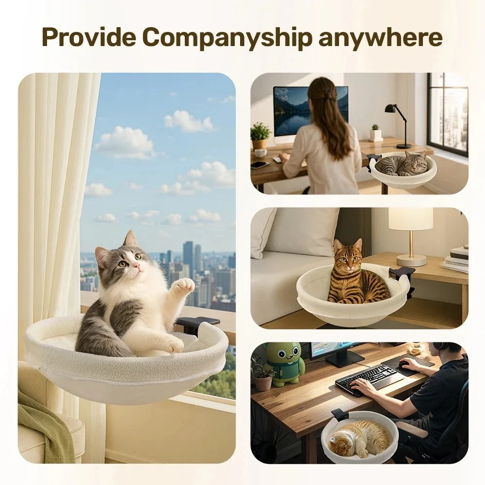 Large Cat Desk Bed Sturdy Rotating Cat Desk Perch Supports up to 50 lbs