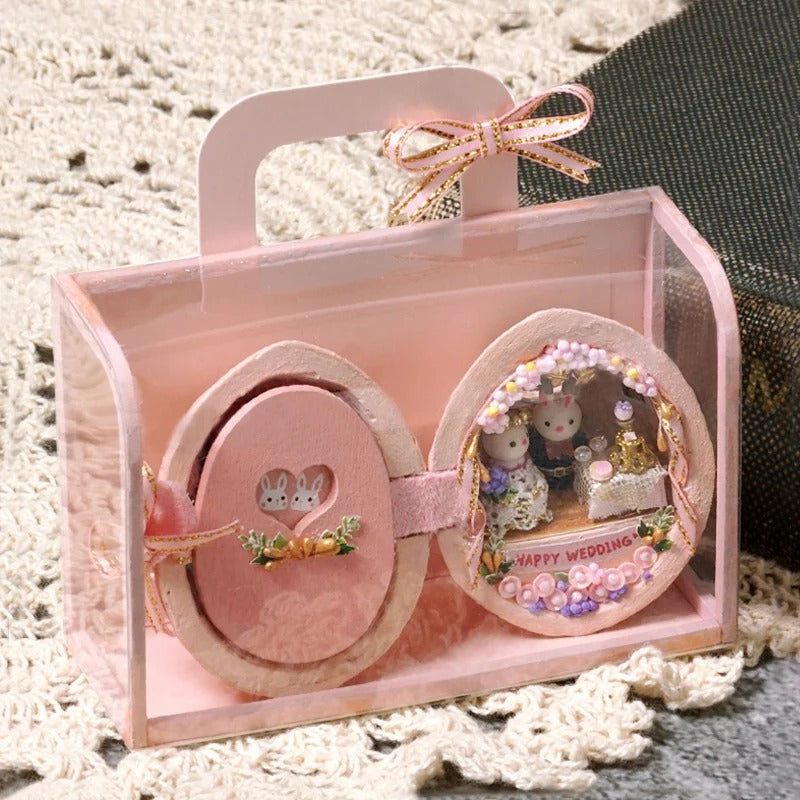 Handmade Walnut Shell Doll House--mini library, tiny World inside walnuts