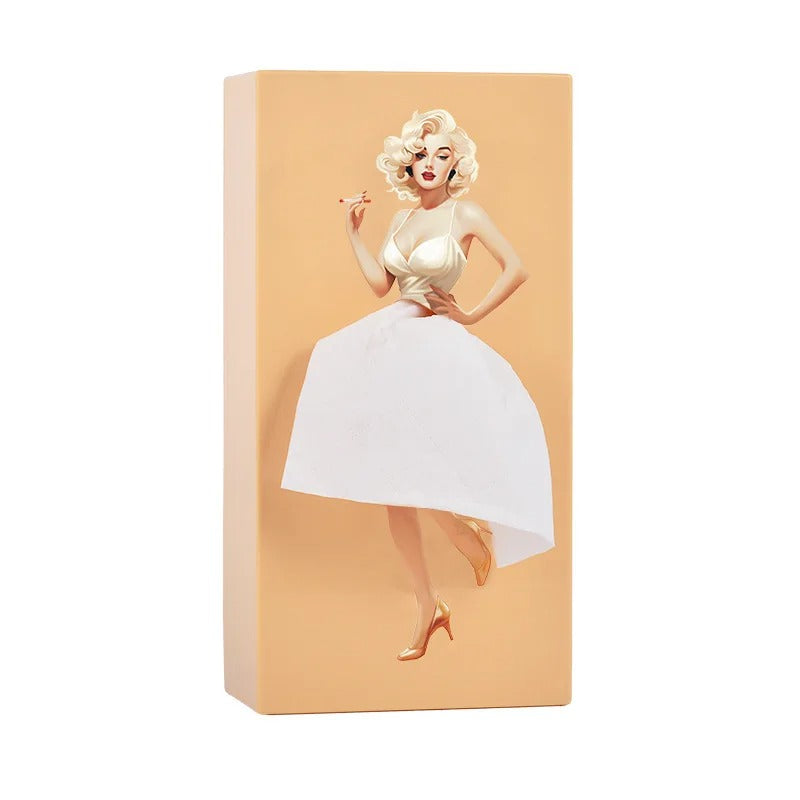 Anime Girl Tissue Dispenser with Elegant Fluffy Skirt Tissue Box