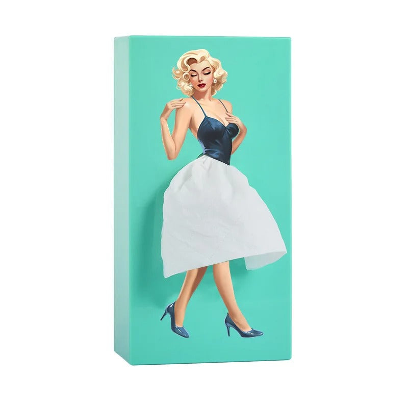 Anime Girl Tissue Dispenser with Elegant Fluffy Skirt Tissue Box