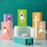 Anime Girl Tissue Dispenser with Elegant Fluffy Skirt Tissue Box