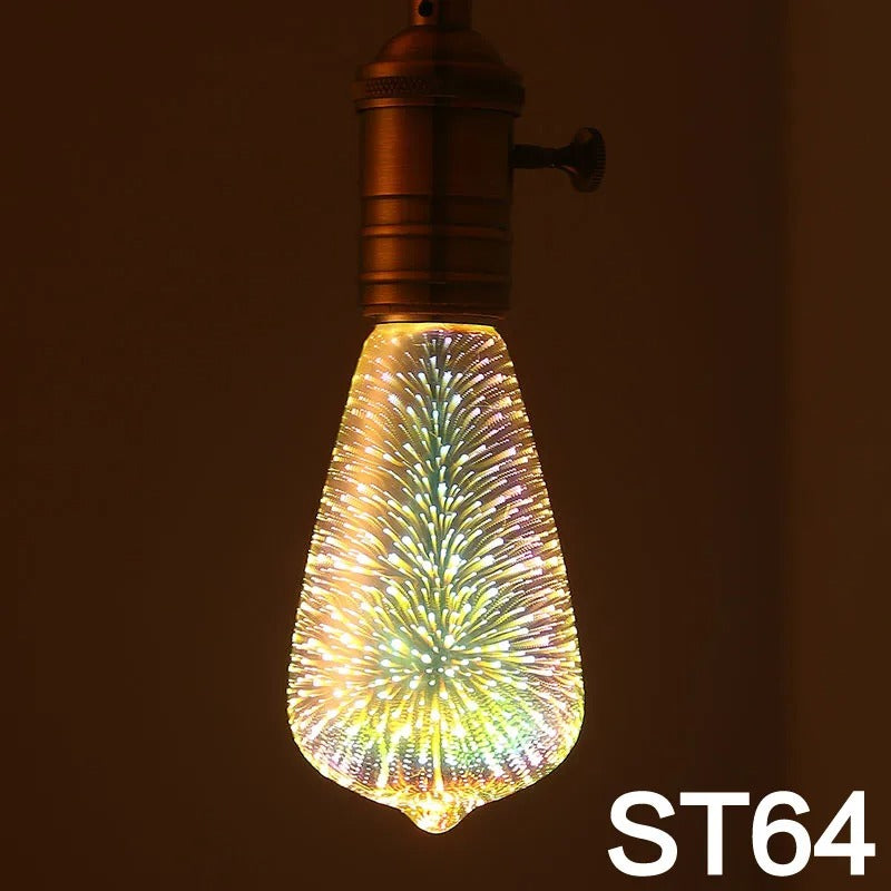3D Fireworks Effect Vintage LED Incandescent Bulb