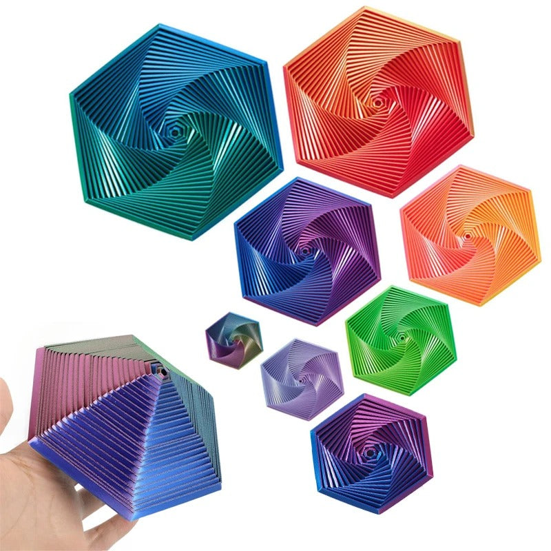 Fractal Fidget Hexagon 3D Printed Hexagon Fidget Toy