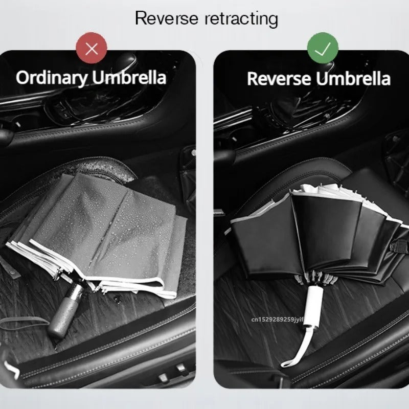 Fully Automatic Reverse Folding Blackout Umbrella with Reflective Stripe