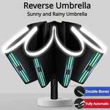 Fully Automatic Reverse Folding Blackout Umbrella with Reflective Stripe