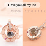 Rose Gold 100 Languages I Love You Projection Pendant Necklace