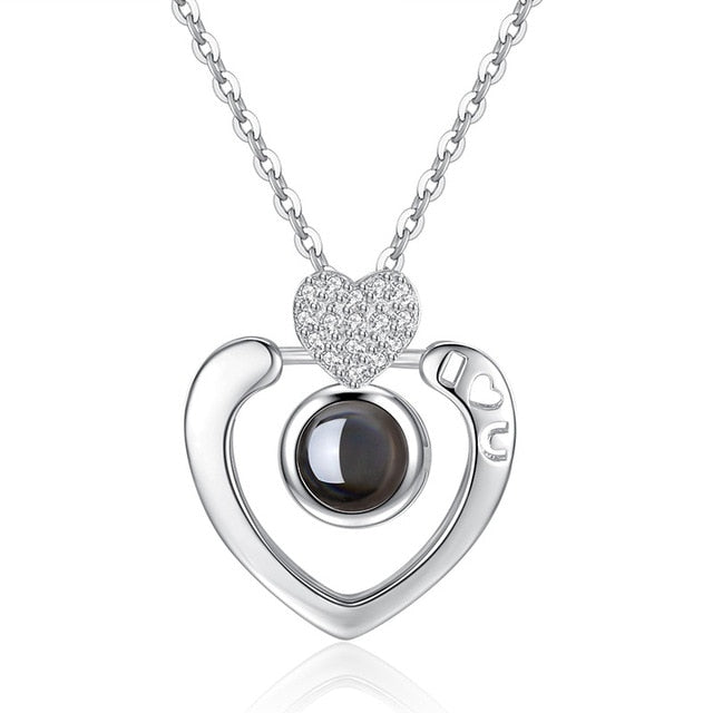 Rose Gold 100 Languages I Love You Projection Pendant Necklace