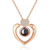Rose Gold 100 Languages I Love You Projection Pendant Necklace