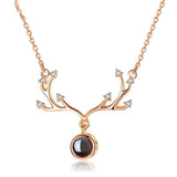 Rose Gold 100 Languages I Love You Projection Pendant Necklace